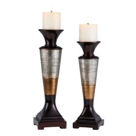14" and 16" Tall Polyresin "Naomi" Candleholder, Egyptian Style (Set of 2)